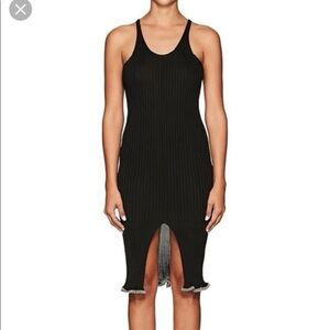 Alexander Wang Black Ribbed Dress Tank Swarovski Crystal Embellished Hem (D6)